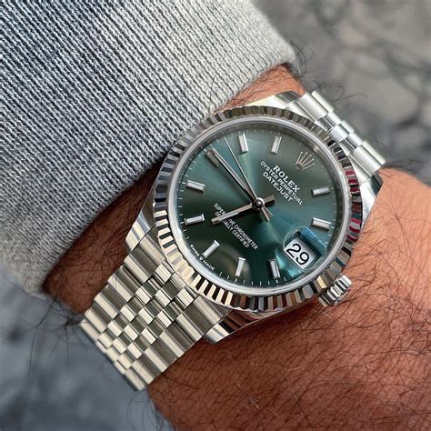 rolex datejust gold green dial|rolex datejust 126300 41mm.